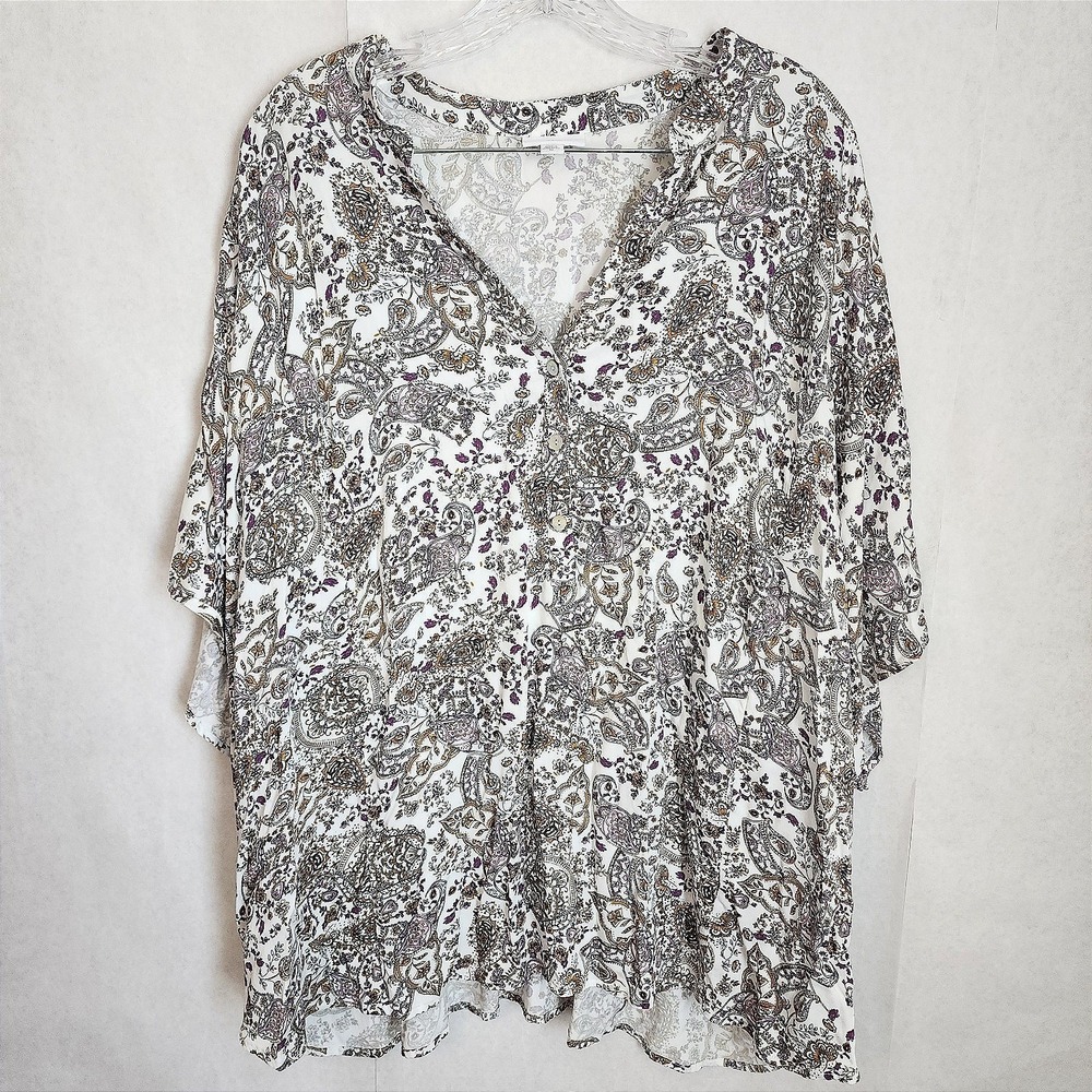 J‎ Jill 100% Viscose Dolman Short Sleeve Popover Top 3x Stretch Comfy Feminine